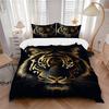3-teiliges Golden Tiger Bettwäsche-Set - Enthält einen Bettbezug und zwei Kissenbezüge (Kein Kern) - Heimdekoration, Festivalgeschenk, Polyesterstoff, Anime