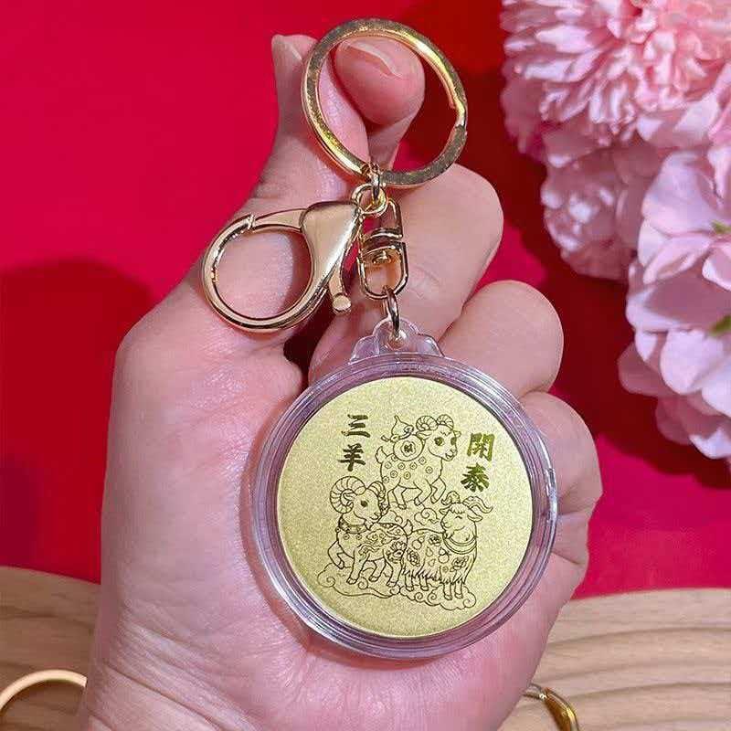 2027 Year of the Goat Gold Foil Lucky Pendant Fine Engraved Design Good Fortune Charm for Collectible Gift Jewelry