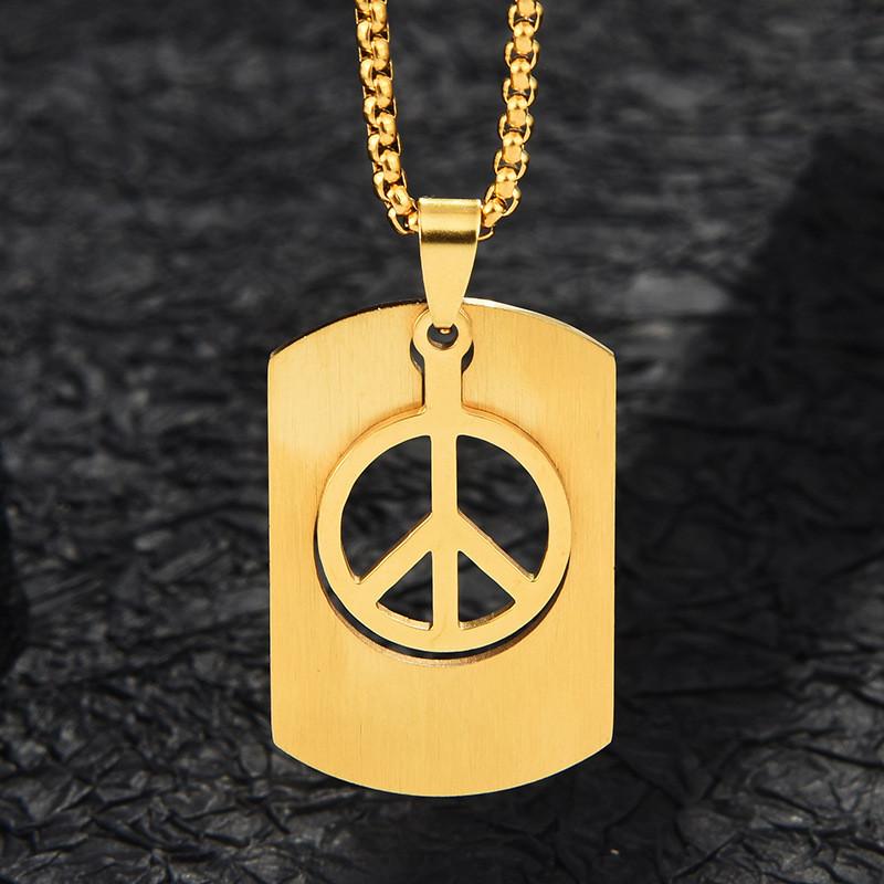Vintage minimalistiskt fredsteckenhalsband för män och kvinnor i snyggt titanstål