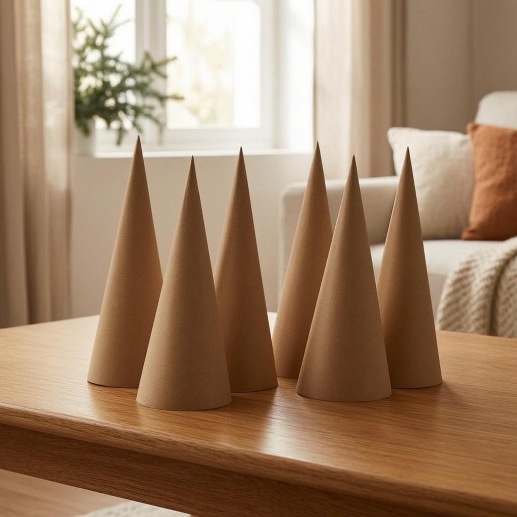 6 Stück Kraftpapier-Weihnachtsbäume Minimalistisch Glatt Rustikal für Party-Dekorationen