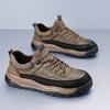 Fashion Retro Style Men's Casual Leather Shoes Comfortable Non-Slip Walking Shoes Classic Outdoor Sneakers Lace Up Male Hiking Footwear