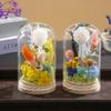 Eternal Flower Glass Cover Green Plant Dried Flower Ornament Creative Holiday Gift Finished Real Flower Led Lampshade
