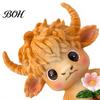Pastoral Style Desktop Decor Highland Cow Holding Flower Statue, Cute Resin Animal Figurine, Desk Accessories for Women Farmhouse Sculpture
