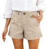 Women's Cotton And Linen Shorts, With Pockets, Soft Button Closure, Zipper, Slim Fit.