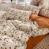 Washed Cotton and Linen Four-piece Set, Double-layer Yarn Quilt Cover, Bed Sheet, Dormitory Three-piece Set, Bedding