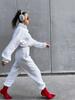 New European and American casual women's set, solid color long-sleeve, zip-up collar, waist-cinching sweatshirt, two-piece tie pants set
