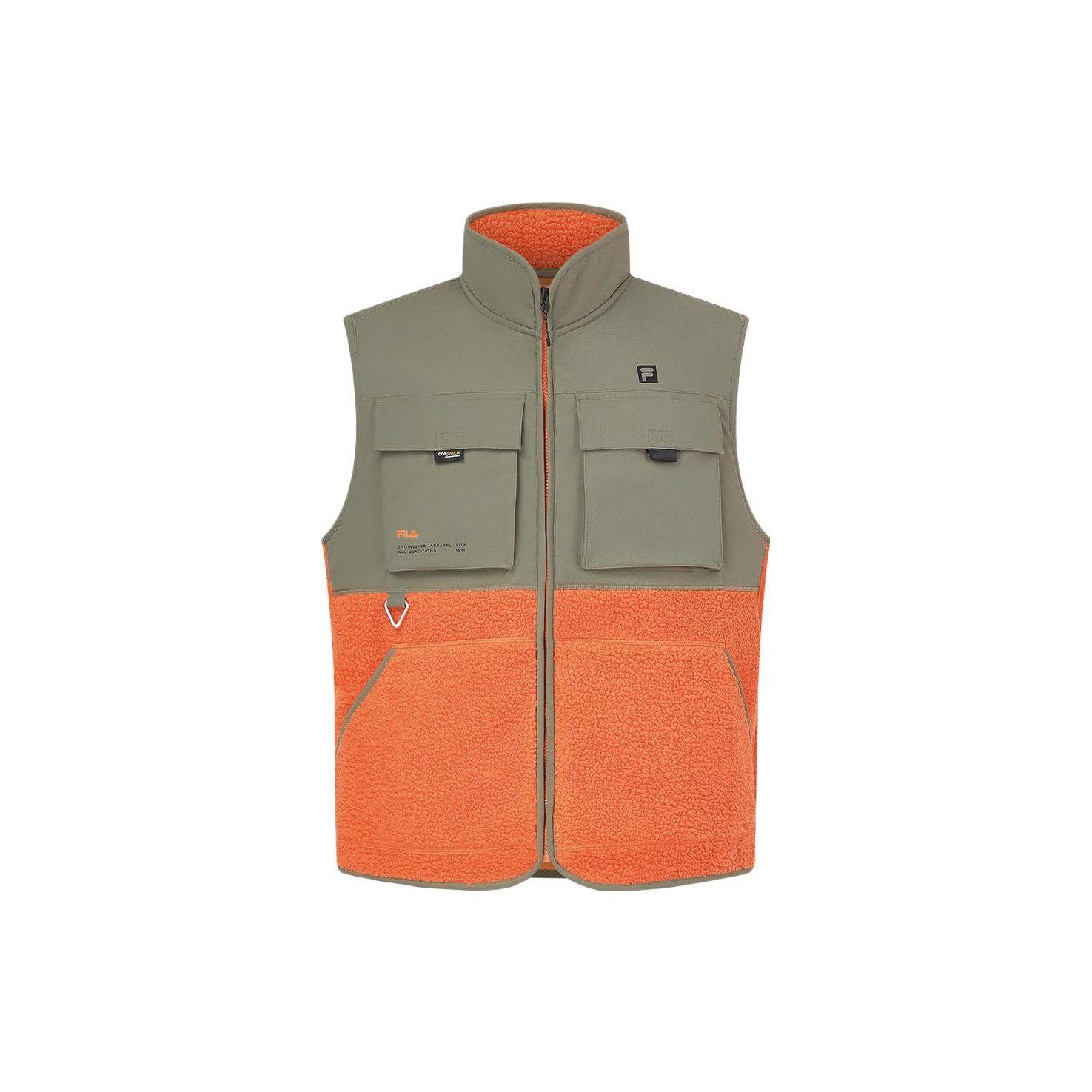 

FILA Color Block Stand Collar Sports Knit Жилеты мужские жилеты Коричневый A11M347506F-BN M