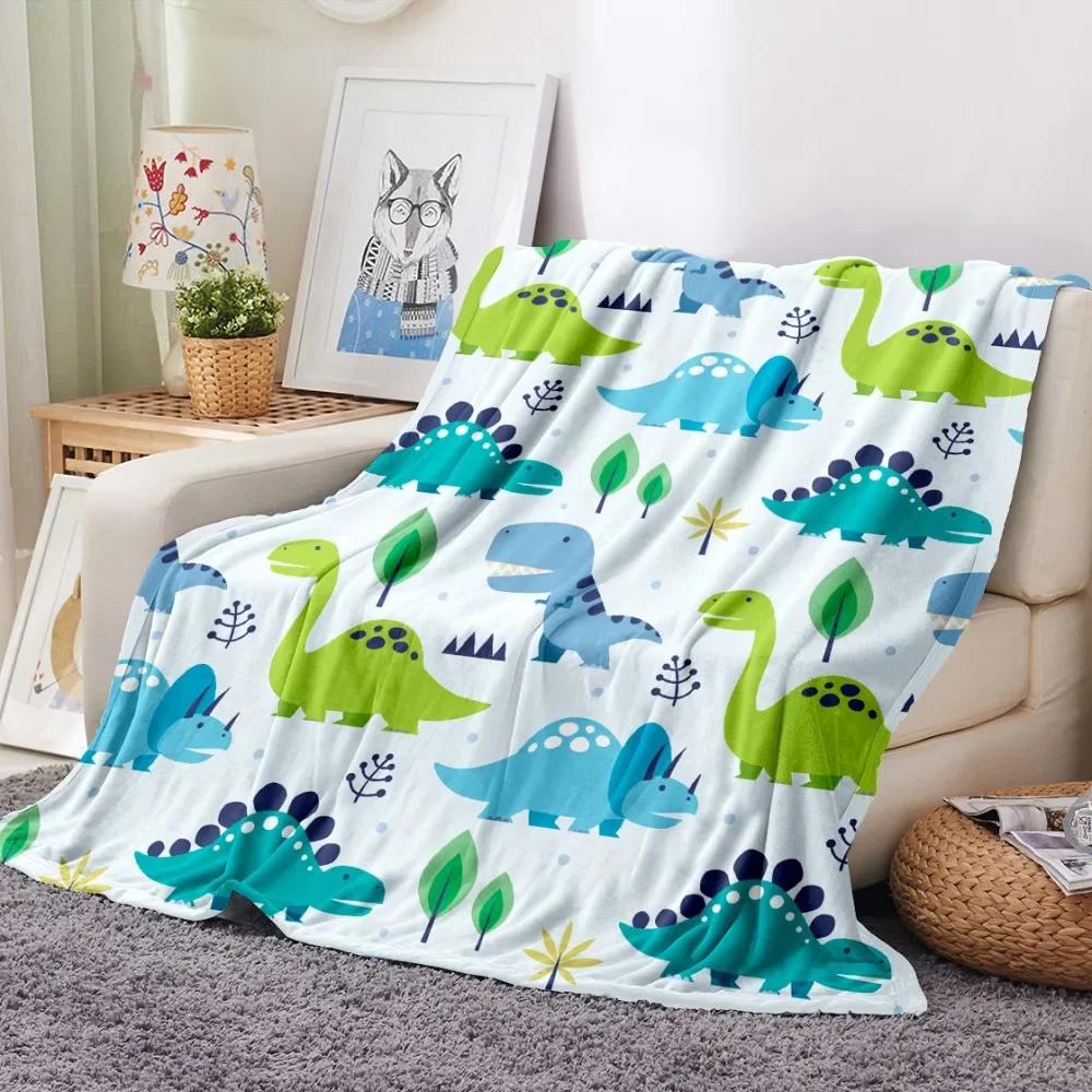 

Cute Cartoon Dinosaur Fleece Blanket Bedding Boys s Birthday Gift Bedspread Throw Blankets Fluffy Soft for Bedroom Home Decor# 75X95CM сірий колір