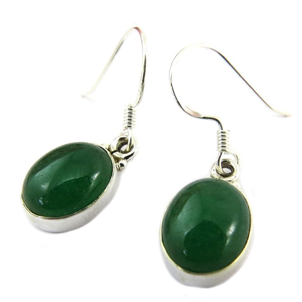 Les Trésors De Lily [P7221] - Silver 'Heaven' Silver Green Jade Earrings - 11x9 Mm