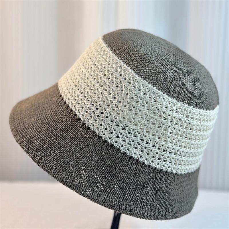 

Женская дышащая вязаная шляпа рыбака - светло-бежевая солнцезащитная шляпа-ведро с широкими мягкими полями, ажурный дизайн для летнего пляжного стиля one size кофейный