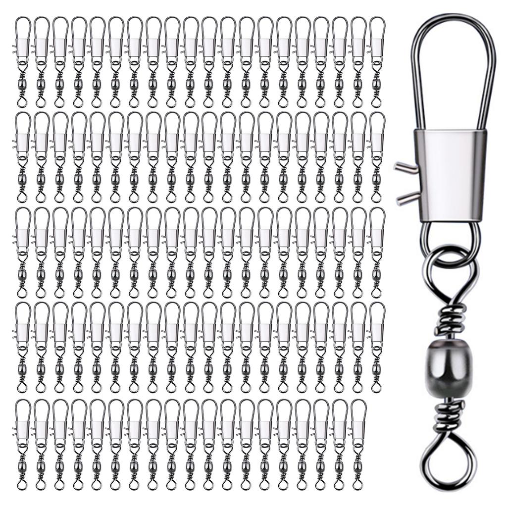 100 szt. Wysokowytrzymałe łożyska kulkowe toczne Krętliki baryłkowe z agrafką blokującą Złączki do przynęt wędkarskich Klips