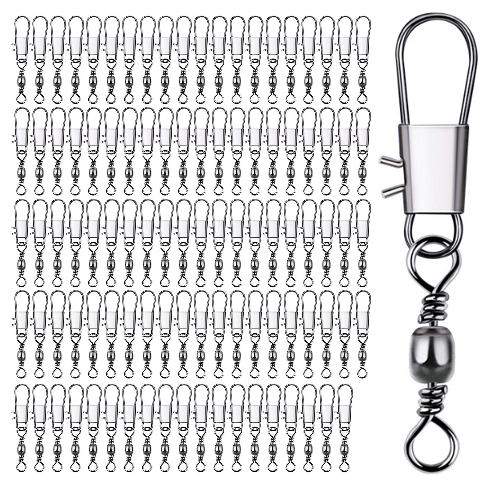 

High Strength Fishing Swivels and Snap Swivels, Heavy Duty Round Bearing Swivels with Welded Rings for Saltwater Fishing 1