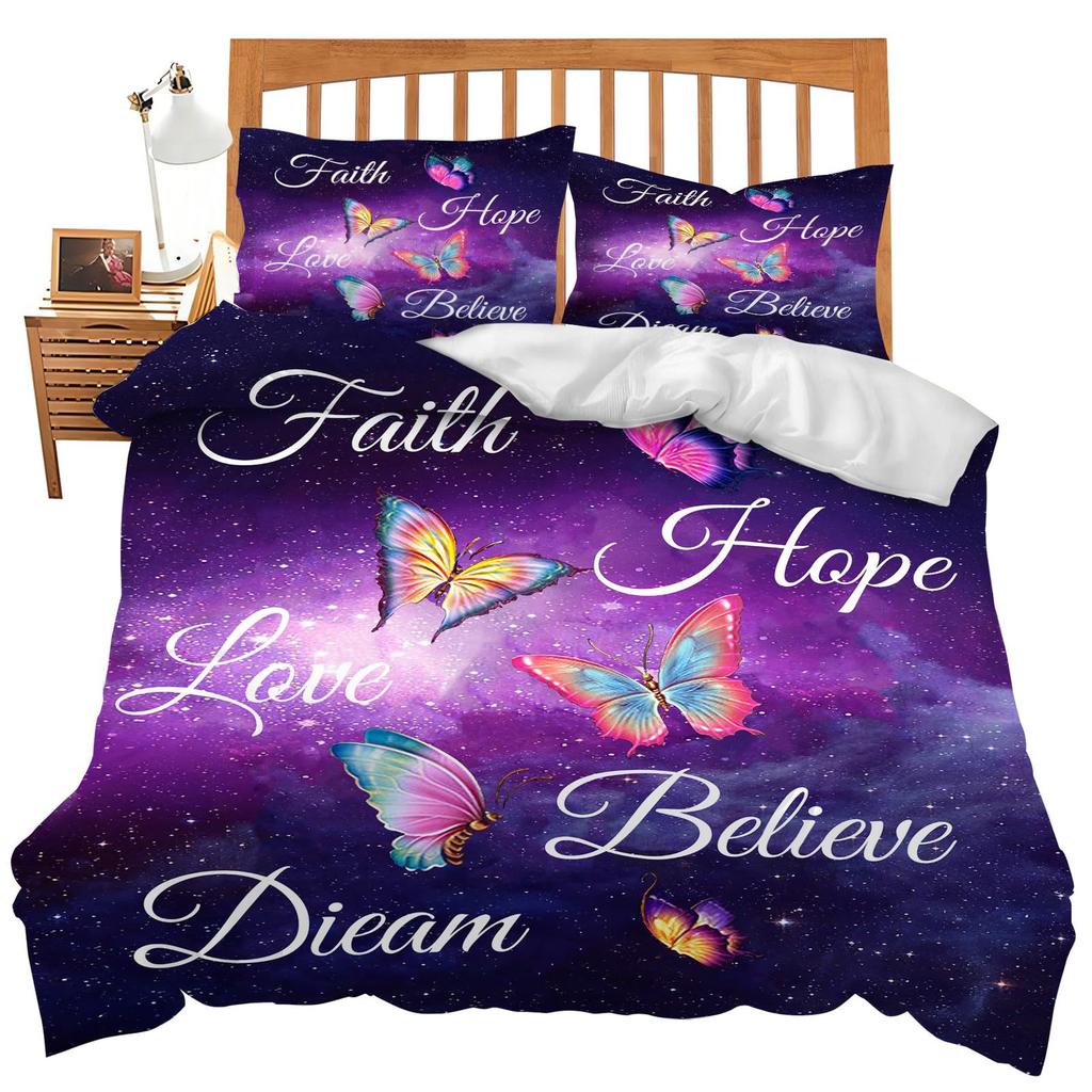 Red Cartoon Mushroom Three-Piece Quilt Cover Digital Printing Bedding Set Bed Cover