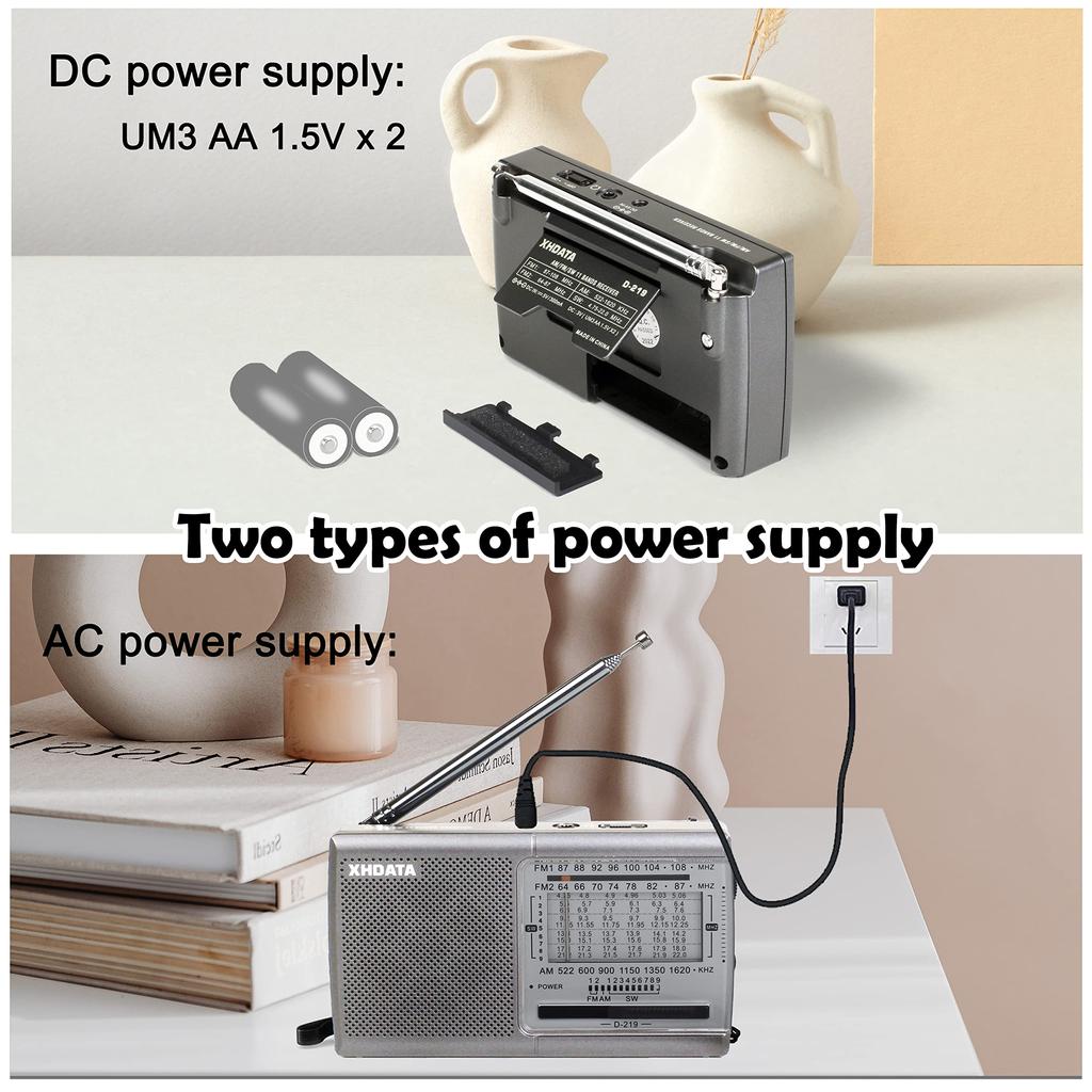XHDATA D219 Small Portable Radio Short Wave Radio FM AM SW Wide FM Compatible Disaster Prevention Radio 11 Band Stereo High Sensitivity DSP Pocket