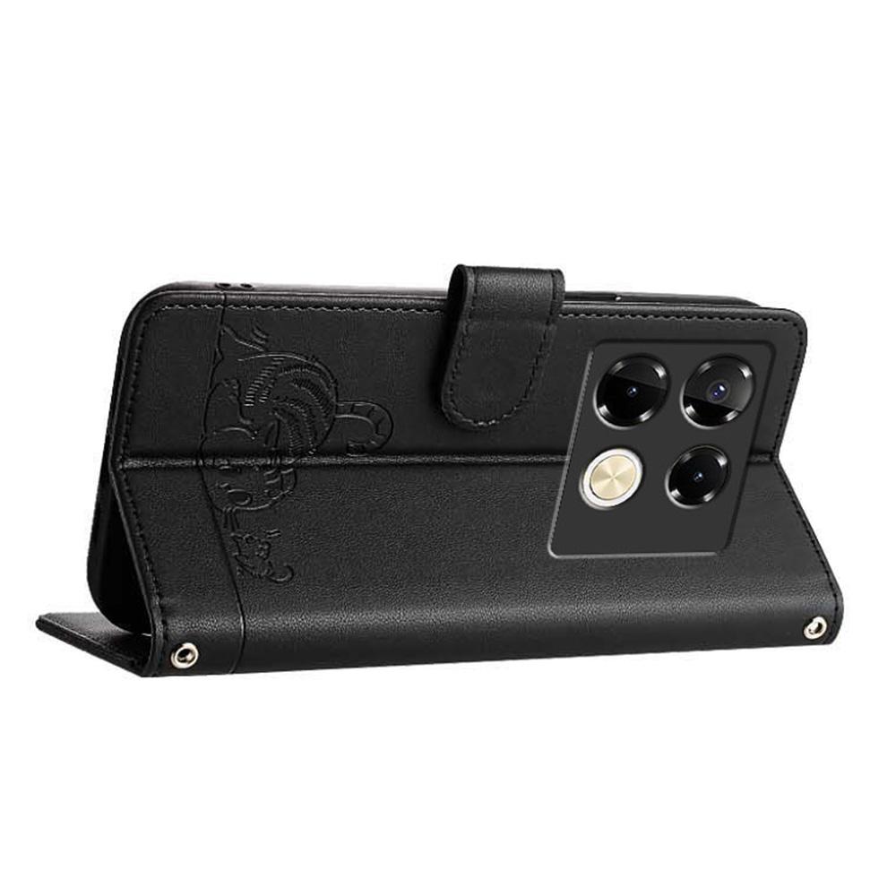 For Infinix Note 40 Pro 5G Case with Strap RFID Blocking Leather Wallet Phone Cover Cat Mouse Pattern