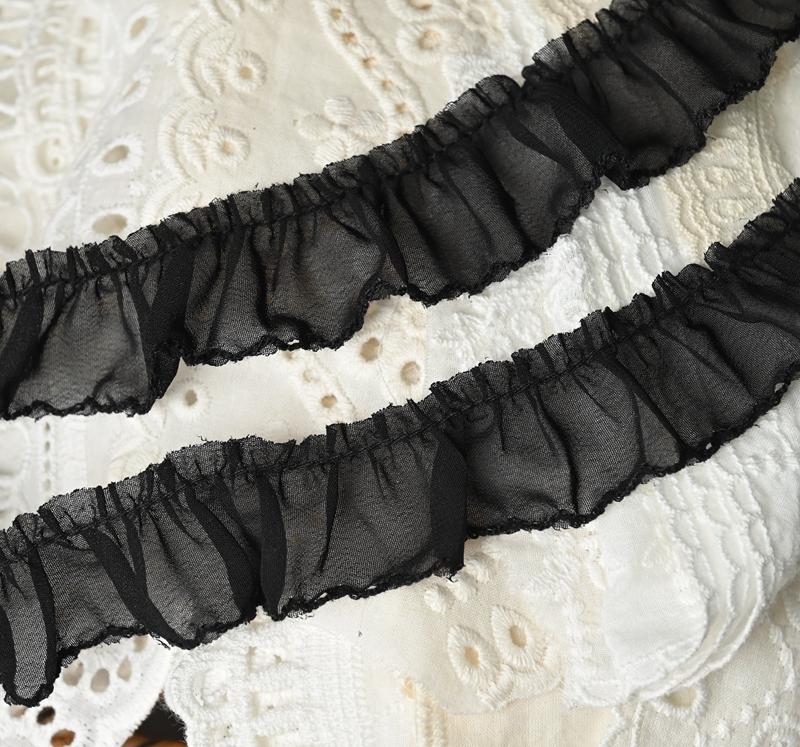 3cm Wide Chiffon Ruched Dog-Tooth Wave Edge Lolita Skirt Hem Lace Trim