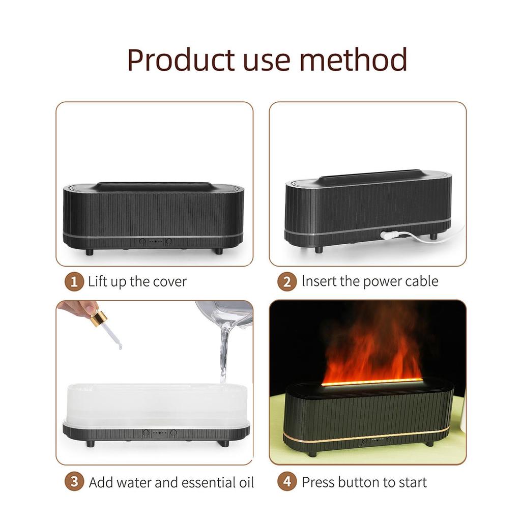 3D Flame Aromatherapy Humidifier for Home and Office - Low Noise, Ideal for Bedrooms and Desktops.