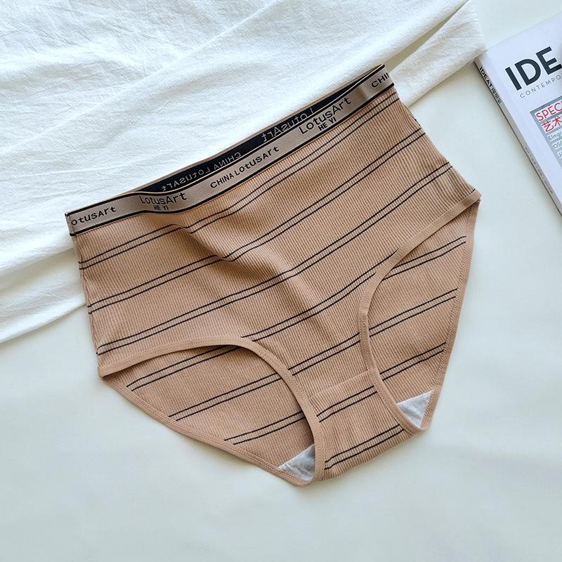 

Женские трусики больших размеров с резьбой, хлопковое нижнее белье, треугольные трусики, трусики с высокой талией L абрикосовый