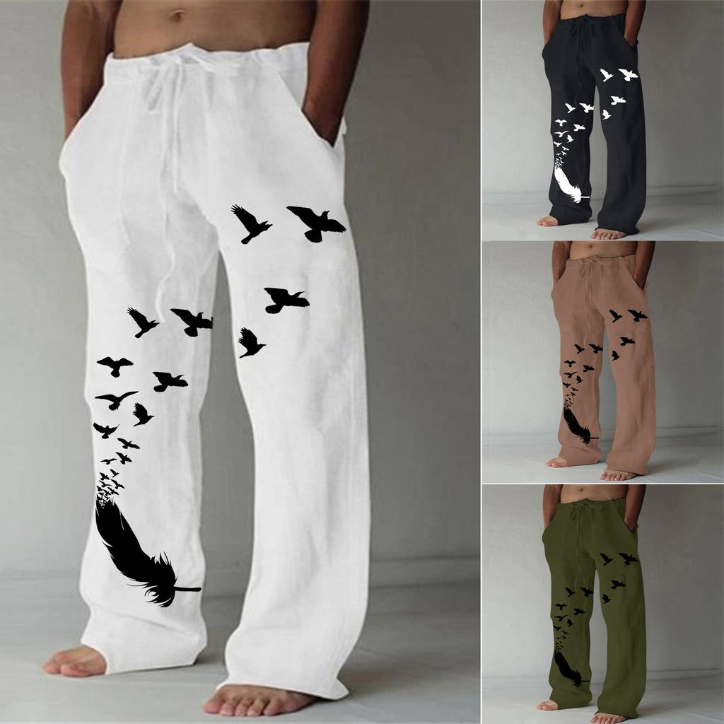 Men's Casual Loose And Comfortable Casual Pants Cotton Linen Drawstring Trousers