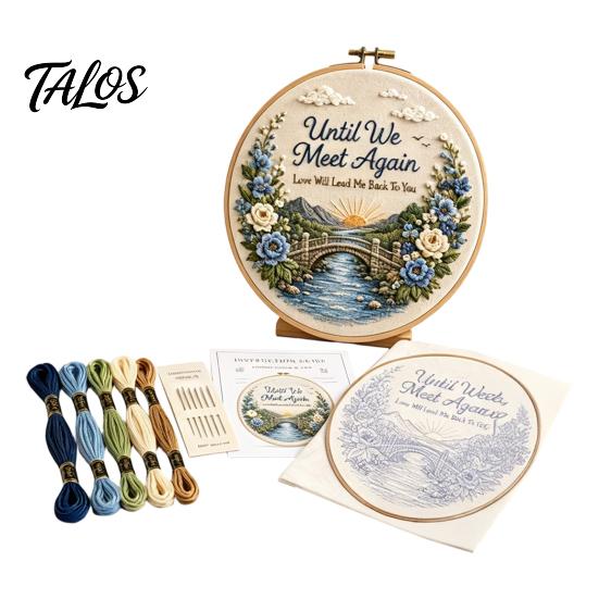 Custom Embroidery Hobby Memorial Kit for Beginners, Pre-Stamped Pattern Starter Needlepoint with Hoop, Threads, Needles Home Decor Gift Set