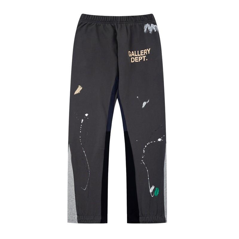 Mens High-Quality Cotton Drawstring Waist Streetwear Jogger Pants With Hand-Painted Splatter Graffiti Print