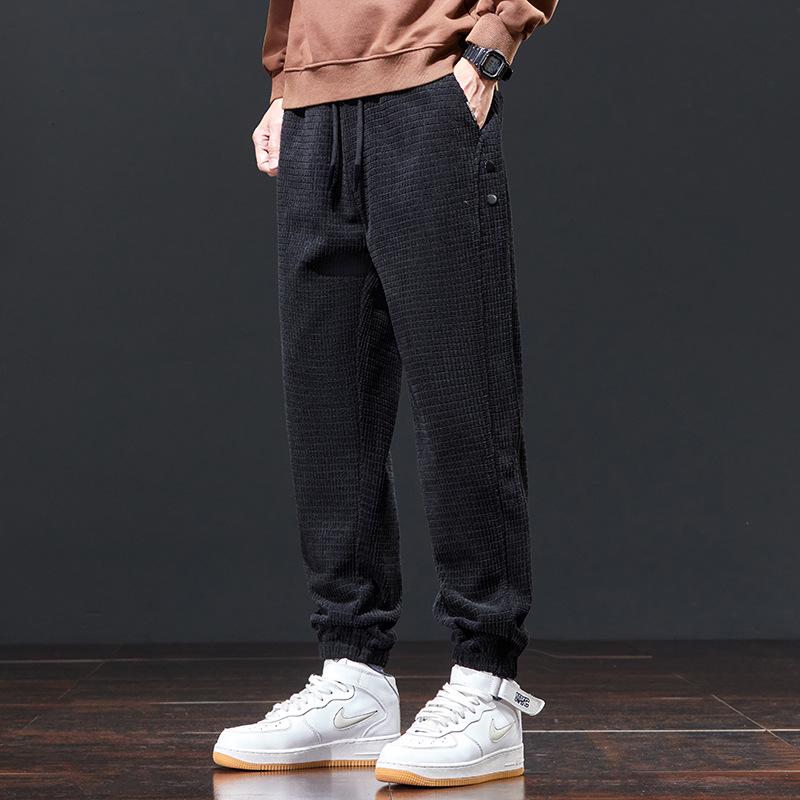 

Мужские спортивные штаны-шаровары из вельвета и шенилла с бархатом — плотные, теплые, свободного кроя с манжетами для осени/зимы. XXL (80 kg)