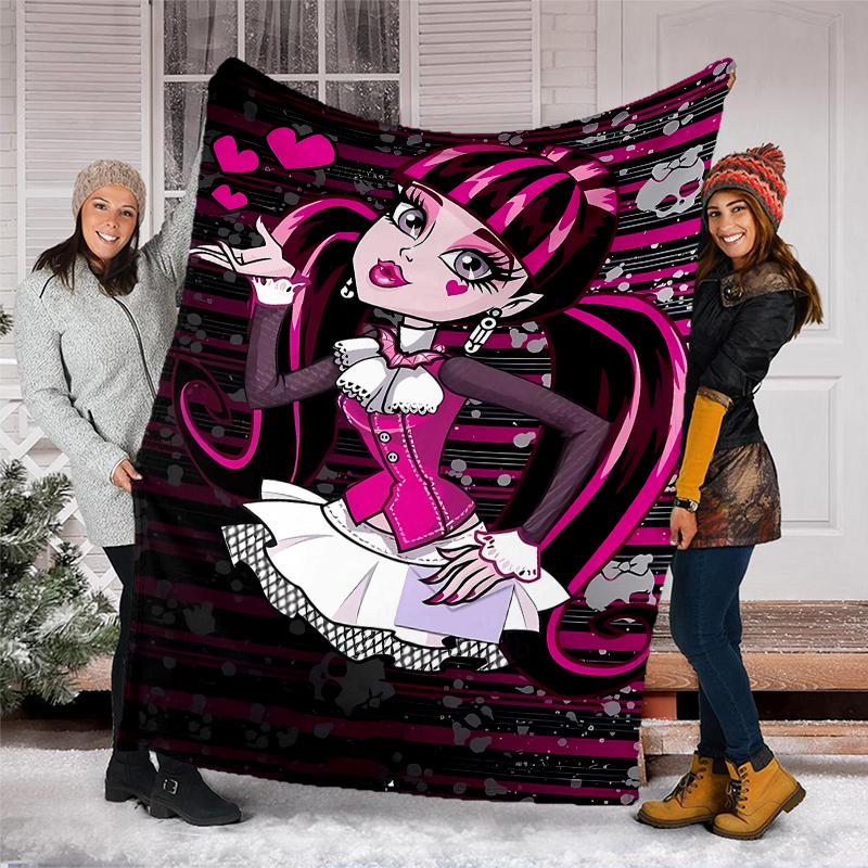 Monster High Theme Printed Blanket - Perfect for Couch, Bed, Travel & Outdoor Use | Machine Washable, Cozy & Durable.
