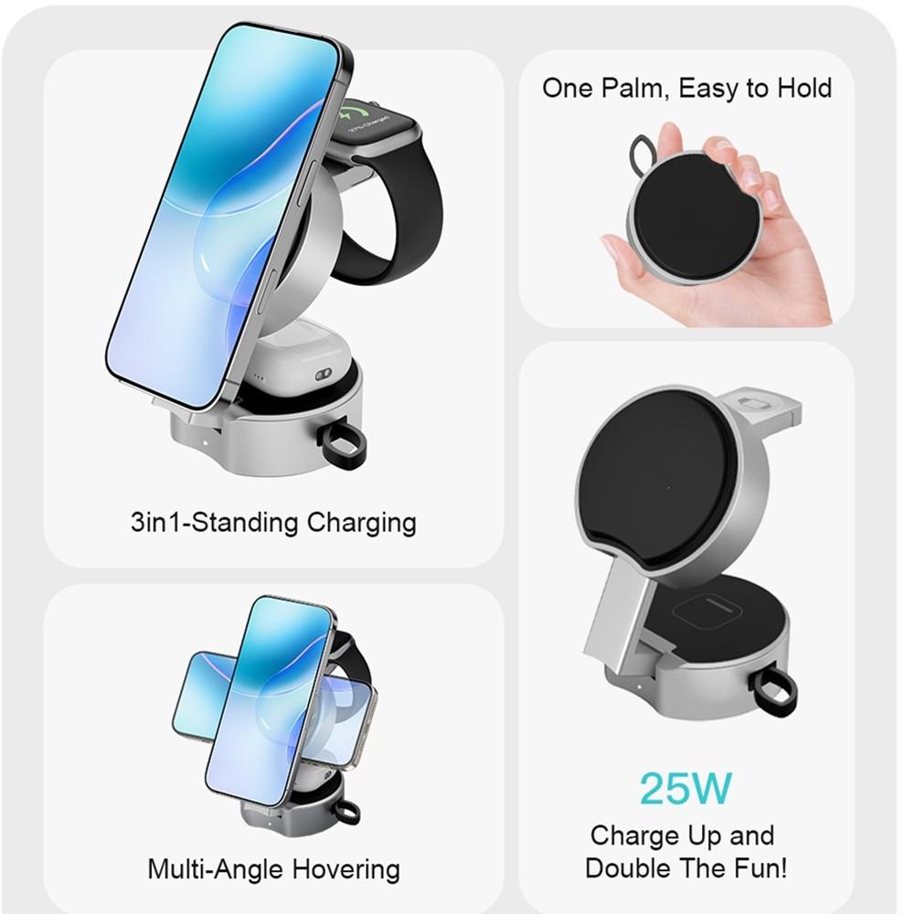 Trending Products New Arrivals Retractable Data Cable Foldable 25W Fast Charger 3 in 1 Magnetic Charger Holder for iphone 16 15