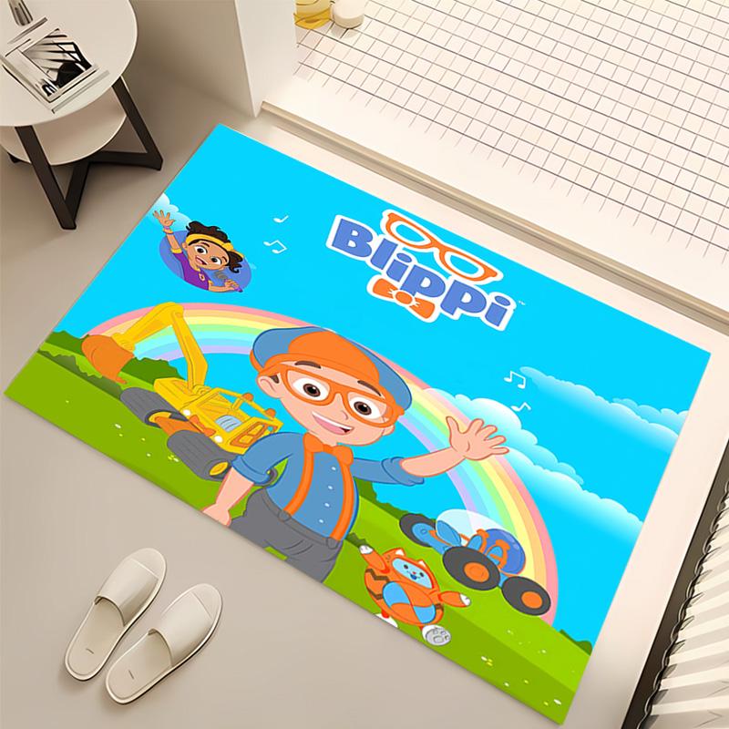 1pc Blippi Print Area Rug - Soft, Washable Non-Slip Indoor Mat, Living Room, Home Office Decorative Rug,Office Decorative