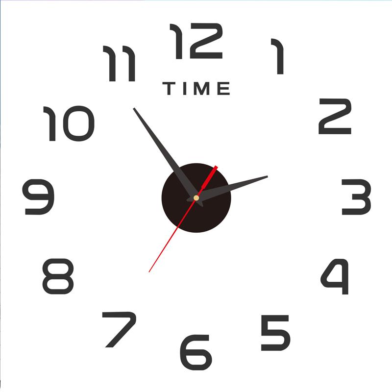 Stylish 3D DIY Wall Sticker Clock | Silent Acrylic Digital Clock No-Drill Easy Install Home Decoration for Bedroom & Hallway чёрный