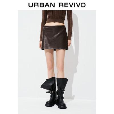 UR 2025 Fall Women's Retro PU Mini Skirt