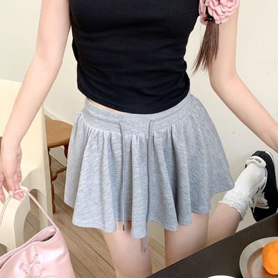 Girls Sports Style Drawstring Skirt for Women Summer Casual Slimming Vintage High Waist Pleated Mini Skirts