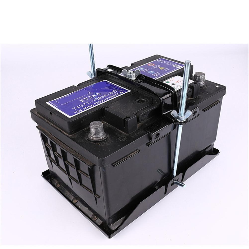 Universal Black Battery Tray Car Storage Battery Holder + Hold Down Clamp Safe