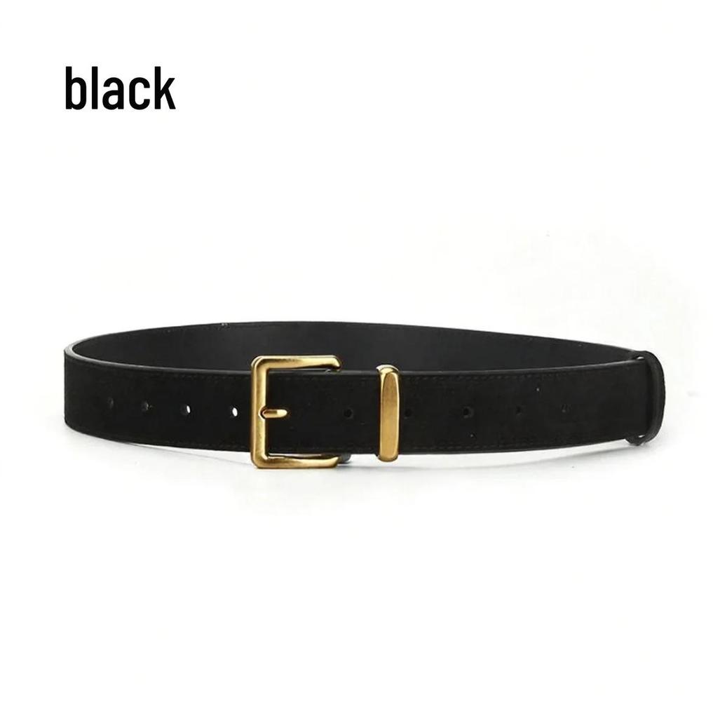 Korean Style Retro Suede Leather Belt with Pin Buckle – Perfect for Coats & Jeans