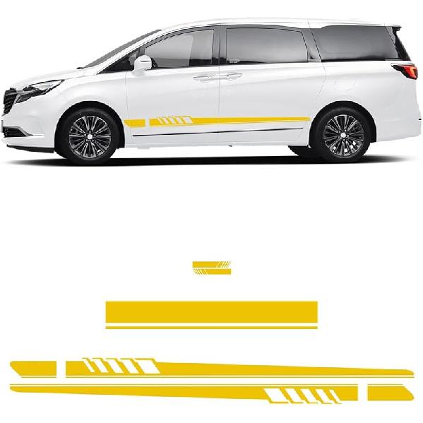 5 PCS Car Hood Stripe Sticker, Vinyl Modified Rearview Mirror Decals, Racing Sports Auto Body Side Sticker Decoration, Universal Exterior Stickers