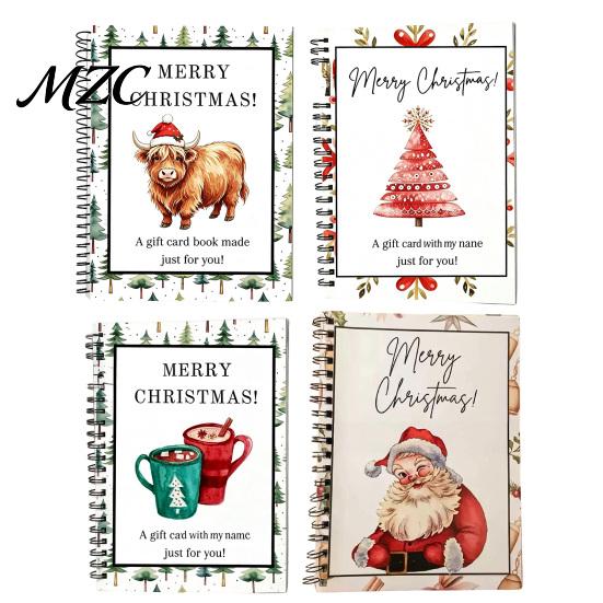 Shopping Card Management Book Highland Cow Christmas Organizer, Spiral Bound Storage Book, Durable Greeting Journal Coil Binding Portable Album