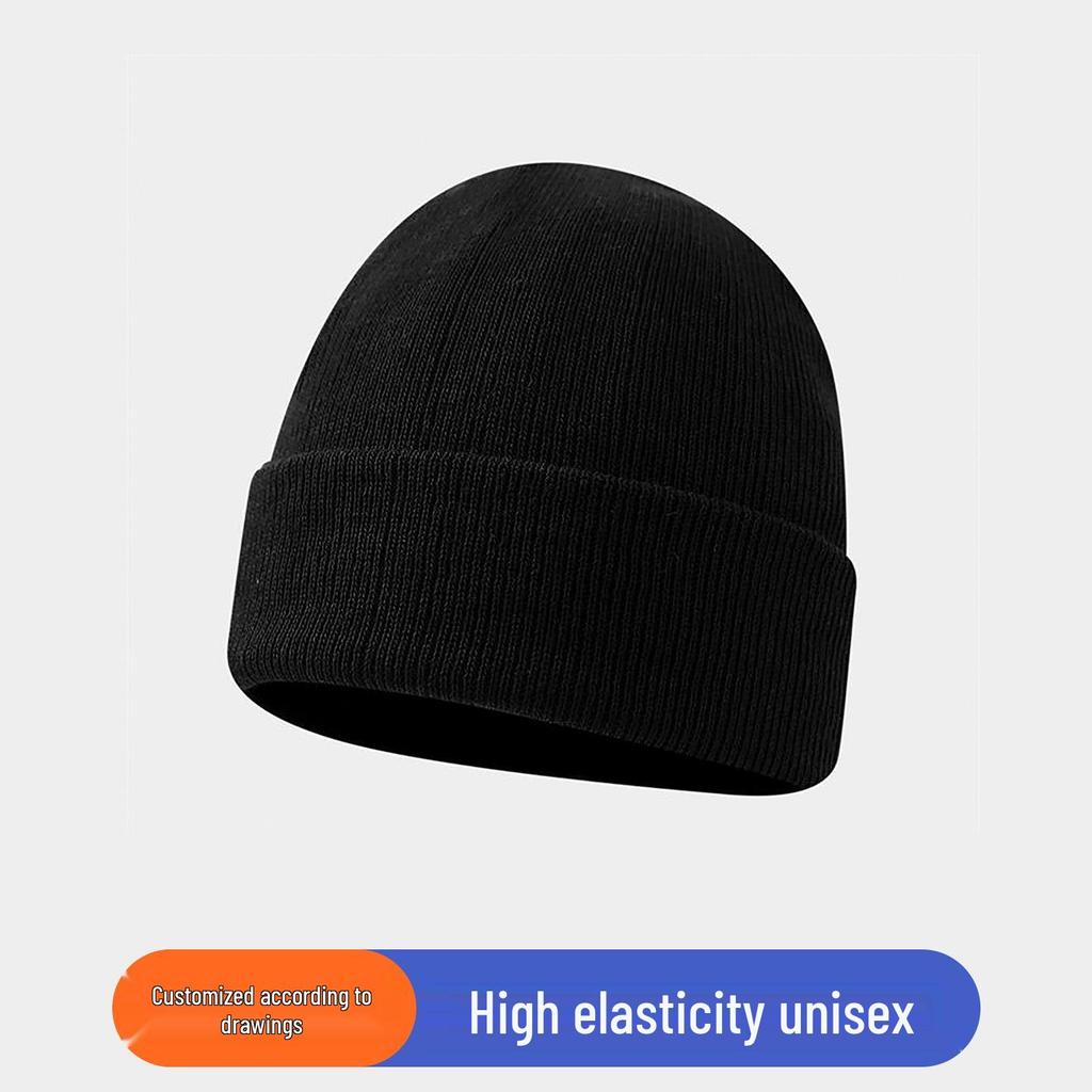 Personalized Logo Winter Beanie - Custom Embroidery Knit Hat, Warm Autumn Gift, Solid Color