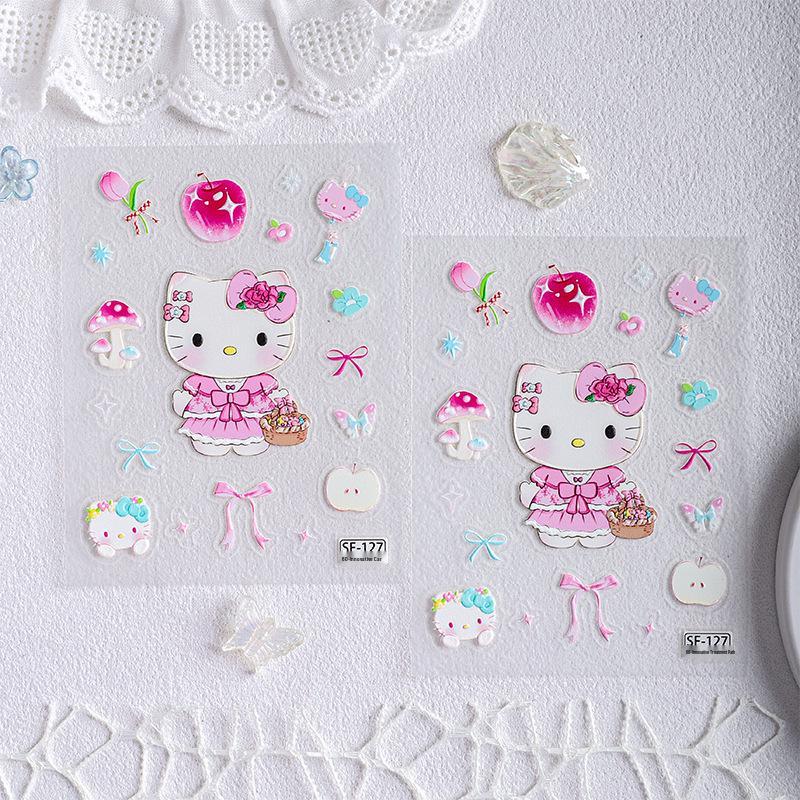 Sky New Cute Hello Kitty Flower Basket Sticker for Phone & Journal DIY Decoration