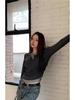 2025 Women's Korean Style Slim-Fit Long-Sleeve Round Neck Two-Piece Look Top for Spring/Autumn