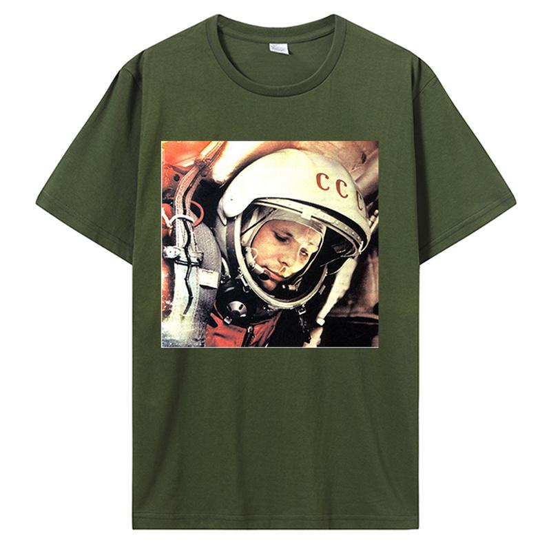 Vintage Poster Astronaut Juri Gagarin Kurzarm Herren T-Shirt Cool Baumwolle Tops Neuheit T-Shirts T-Shirt Herrenbekleidung