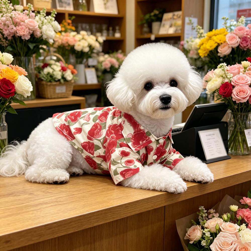 1pc Summer thin rose pet shirt, lazy and breathable outdoor dog clothes, pet clothing