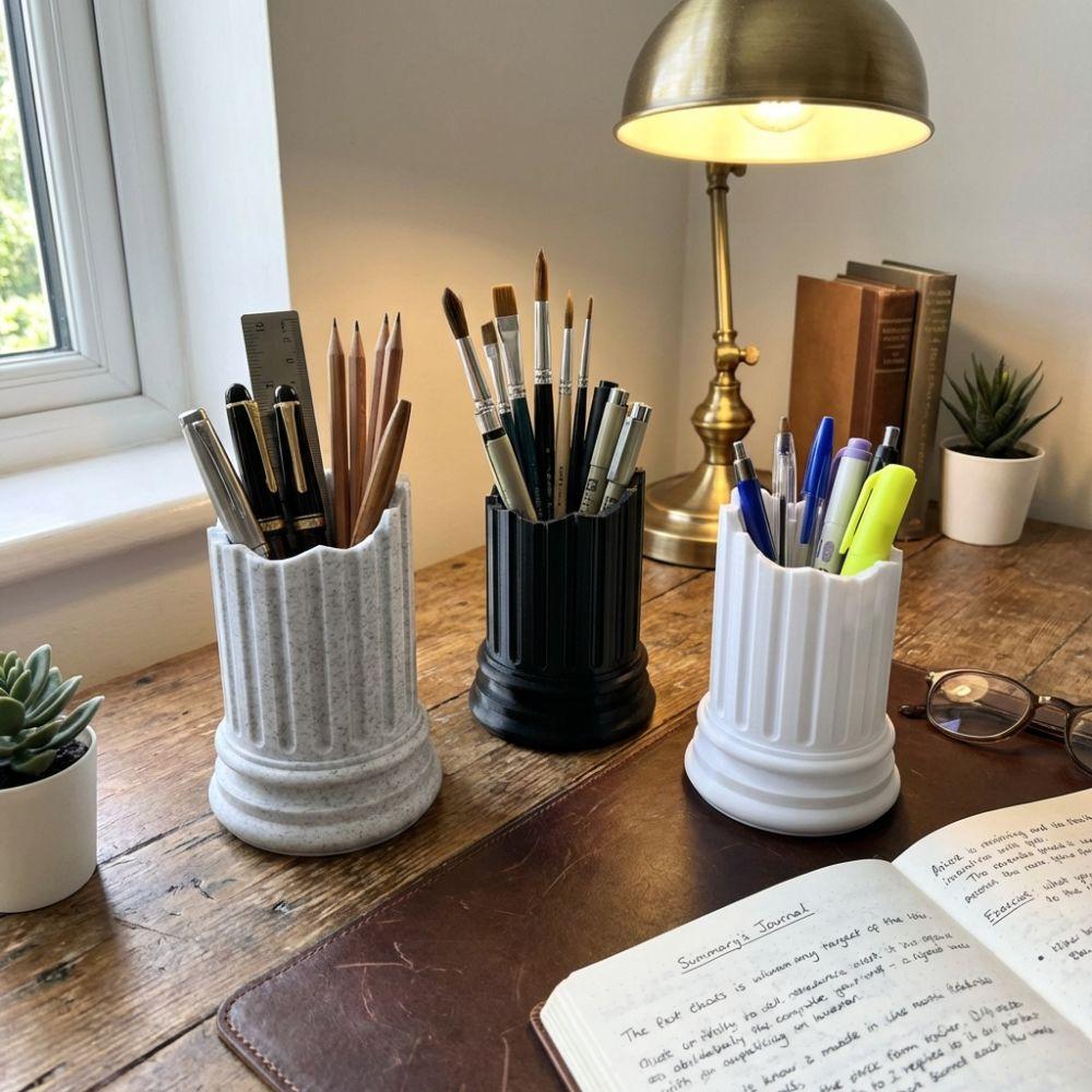 Ancient Greek Style Roman Pillar Pen Holder Roman Column Storage Box Makeup Brush Storage Stone Pillar Irregular Pen Container