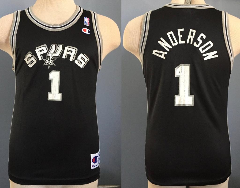90s Vintage Derek Anderson #1 San Antonio Spurs youth nba basketball jersey T-Shirt - SMALL