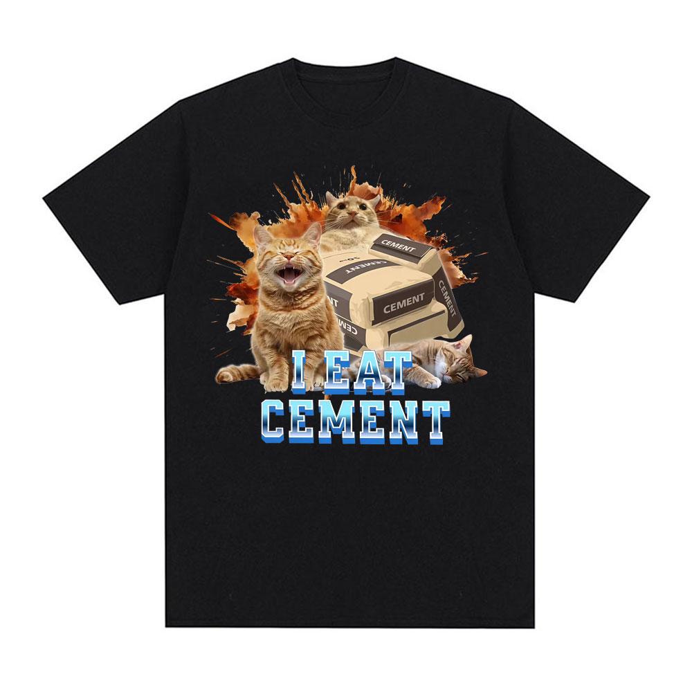 

I Eat Cement Funny Cat Meme Classic Youth Tee Shirt Gift for Men Women High Quality Summer O-Neck 100% Cotton T-shirt Streetw... S разноцветный