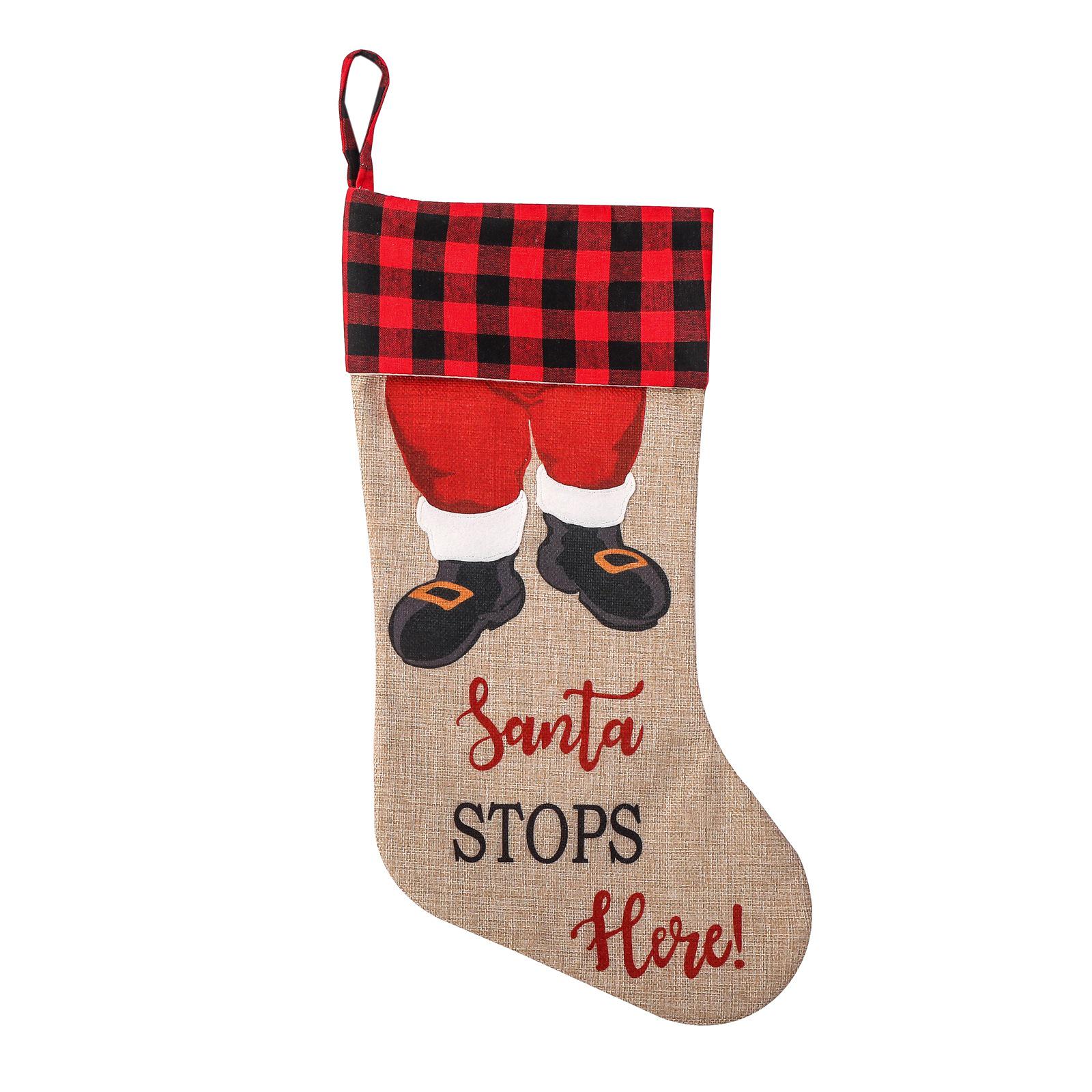 Red & Black Plaid Santa Chimney Christmas Stockings for Gifts and Candy красный