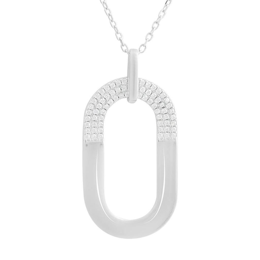 Silver Necklace with Cubic Zirconia, Item Weight 5.61 G (2192473)