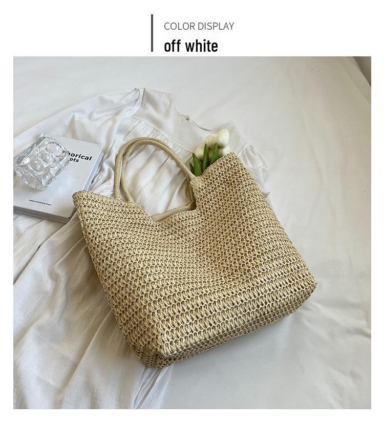 2026 Spring/Summer Women's High-End Straw Woven Tote Bag - Large Capacity Beach Bag