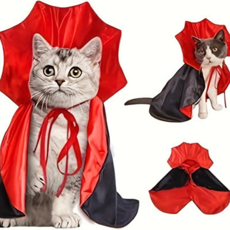 1pcs Halloween Pet Vampire Cape Stand Collar Cat Dog Cloak Witch Costume Party Lightweight Polyester Cloak Photo Props