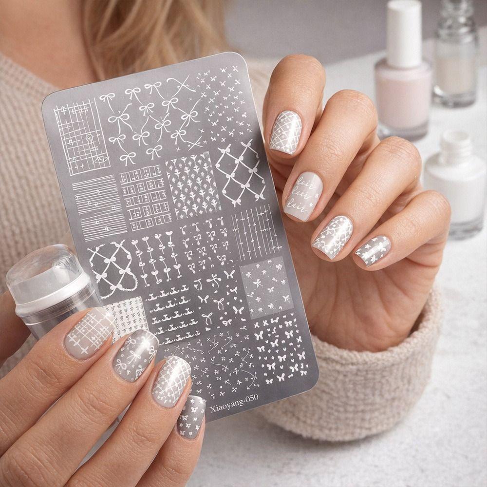 Bowknot Patterns Nail Decal Sheets Kawaii Bow Image Nail Art Stencil For French Manicure