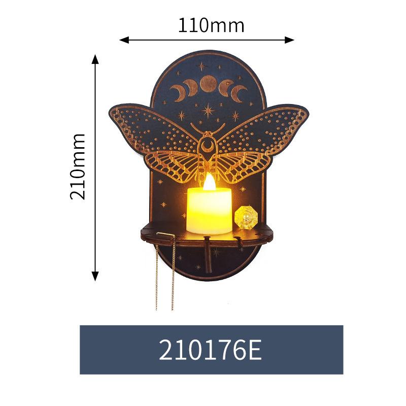 Wall Hanging Mounted Candlestick Holder Wooden Carving Craft Decor Owl Animals Foxes Cat Candle Display Crystal Storage Rack